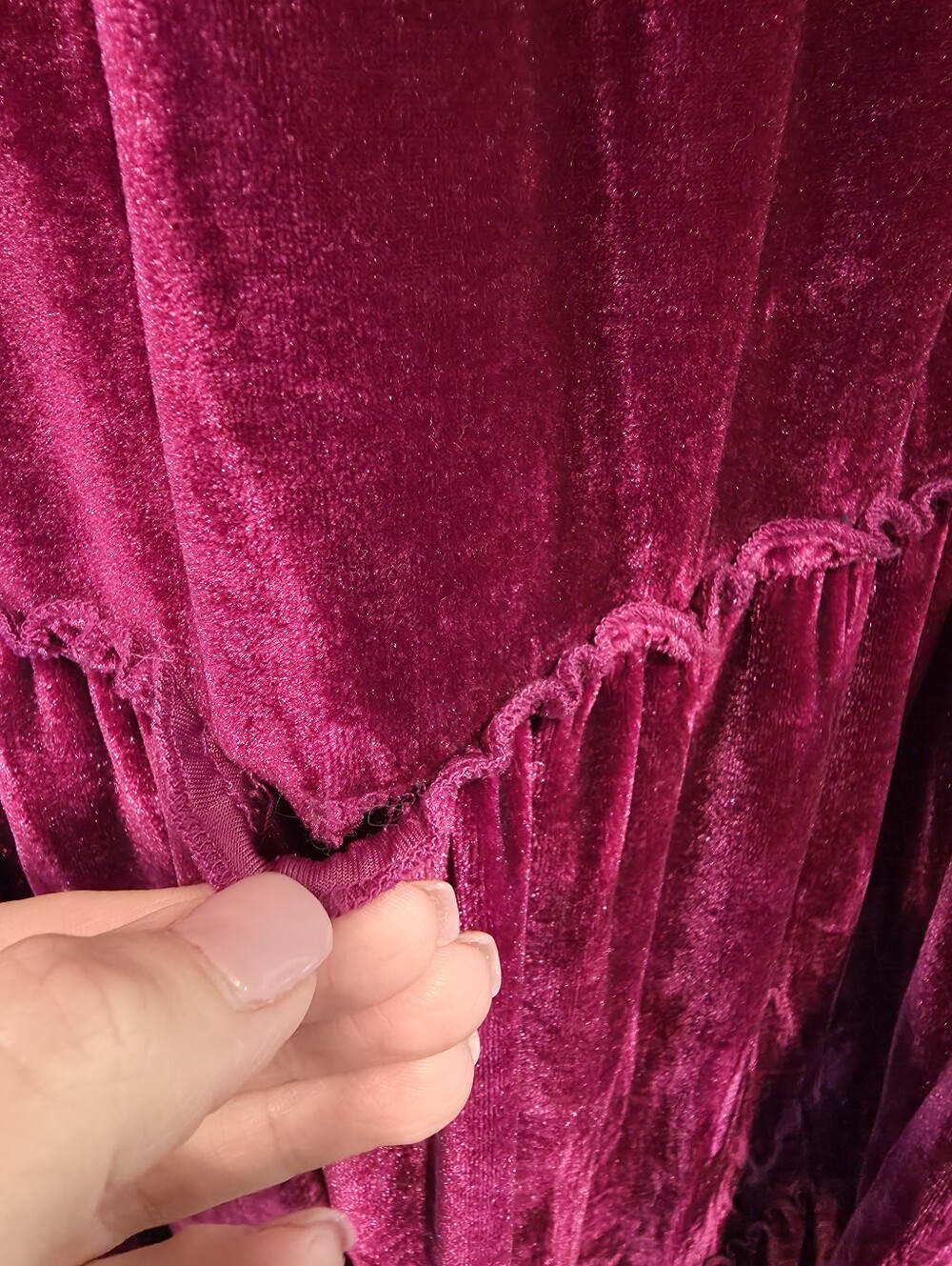 Natural Life Karlie Magenta Sleeveless Tiered Velvet Maxi Dress - Picture 6 of 9